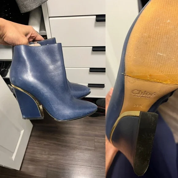 Chloe Beckie Blue Ankle Boots - Picture 2 of 5